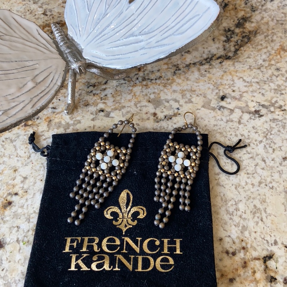 French Kande Handbeaded Drop Earrings